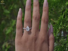 Solitaire Accent Pear Shape Lab Diamond Ring
