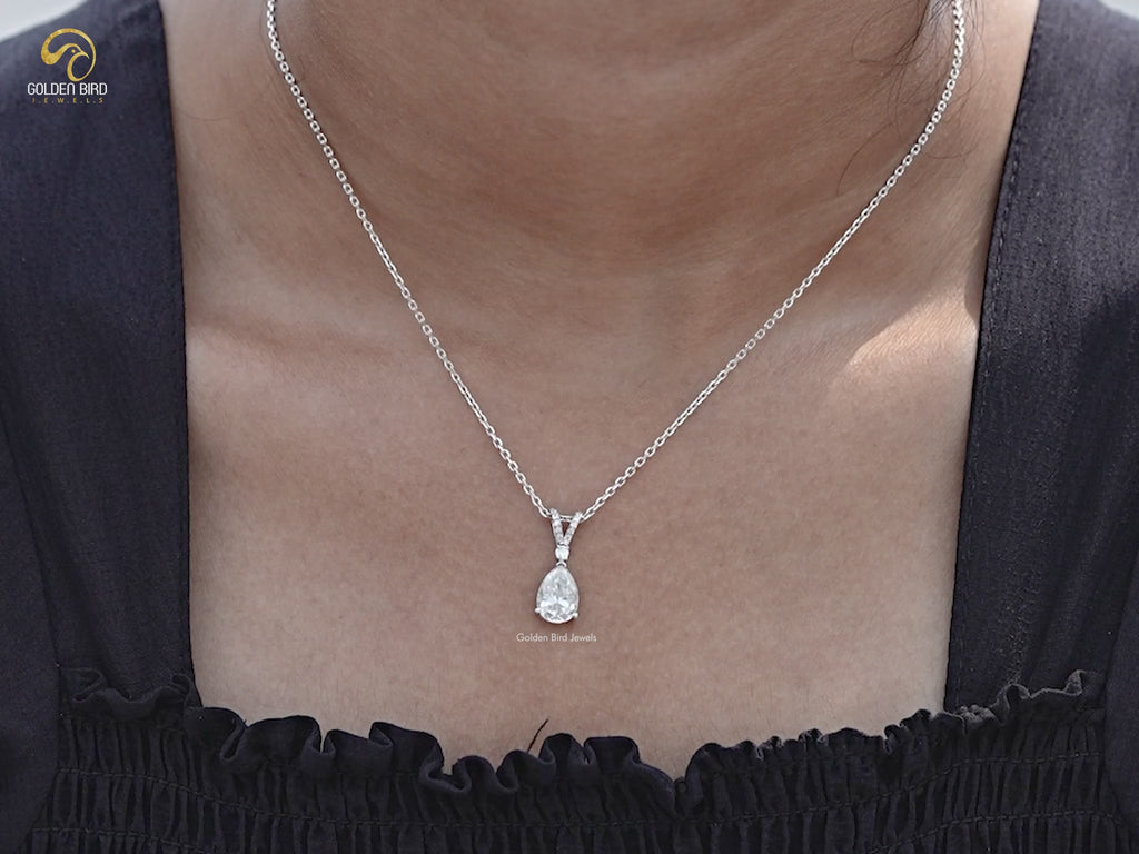 You tube Video Of Round And Pear Cut Moissanite Tear Drop Pendant