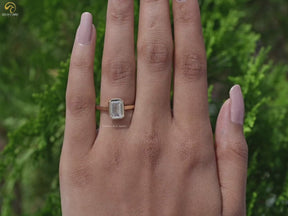 Emerald Lab Diamond Bezel Set Engagement Ring