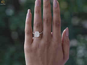 Cushion Cut Moissanite Hidden Halo Ring