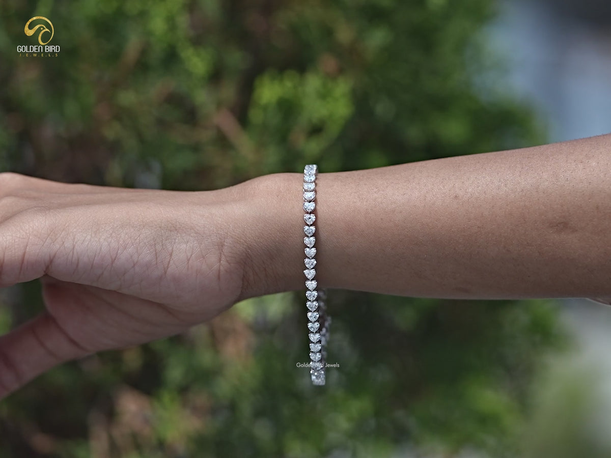 Heart Shaped Lab Diamond Tennis Bracelet