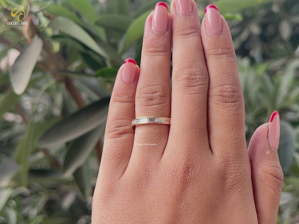 Baguette Cut Full Eternity Moissanite Stackable Band