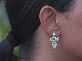 Marquise And Baguette Moissanite Chandelier Earrings