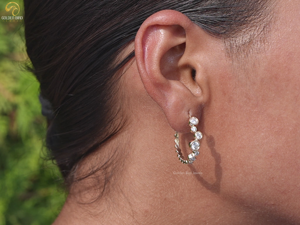 Youtube Video of Lab Grown Round Diamond Bezel Set Hoop Earrings