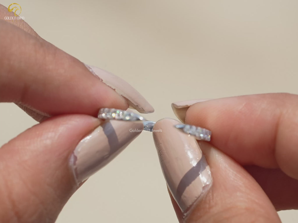 Open Cuff Round Cut Moissanite Dainty Wedding Band
