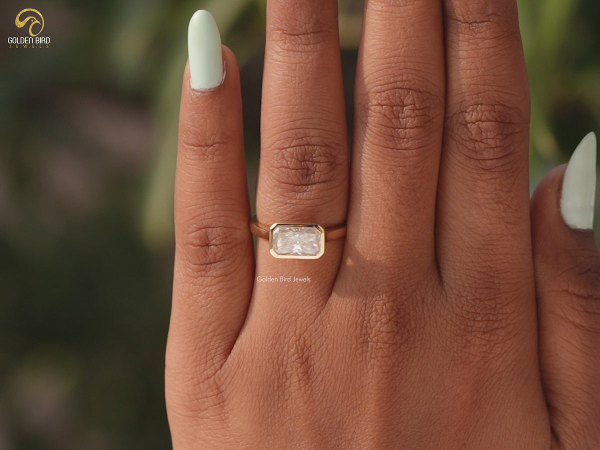 Radiant Cut Moissanite Solitaire Engagement Ring