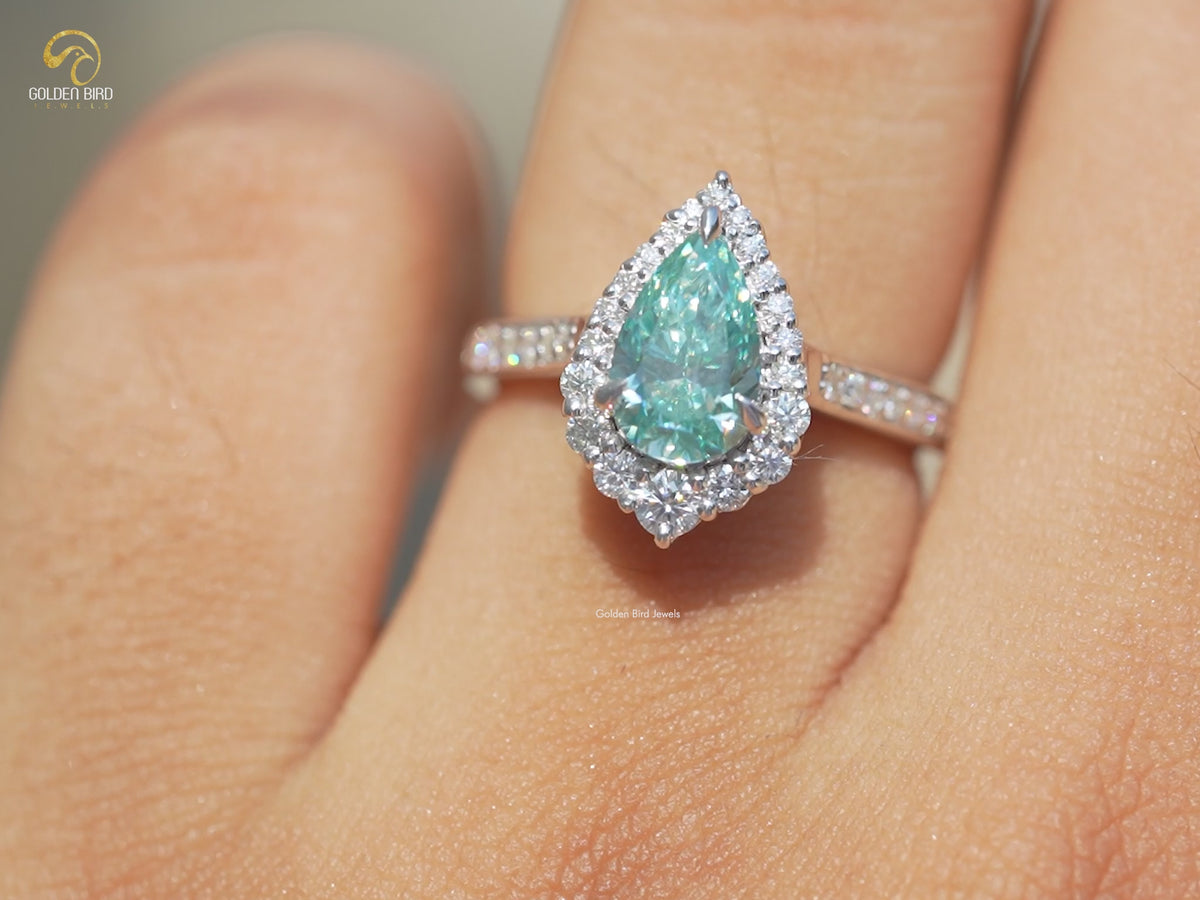 Pear Cut Moissanite Engagement Ring