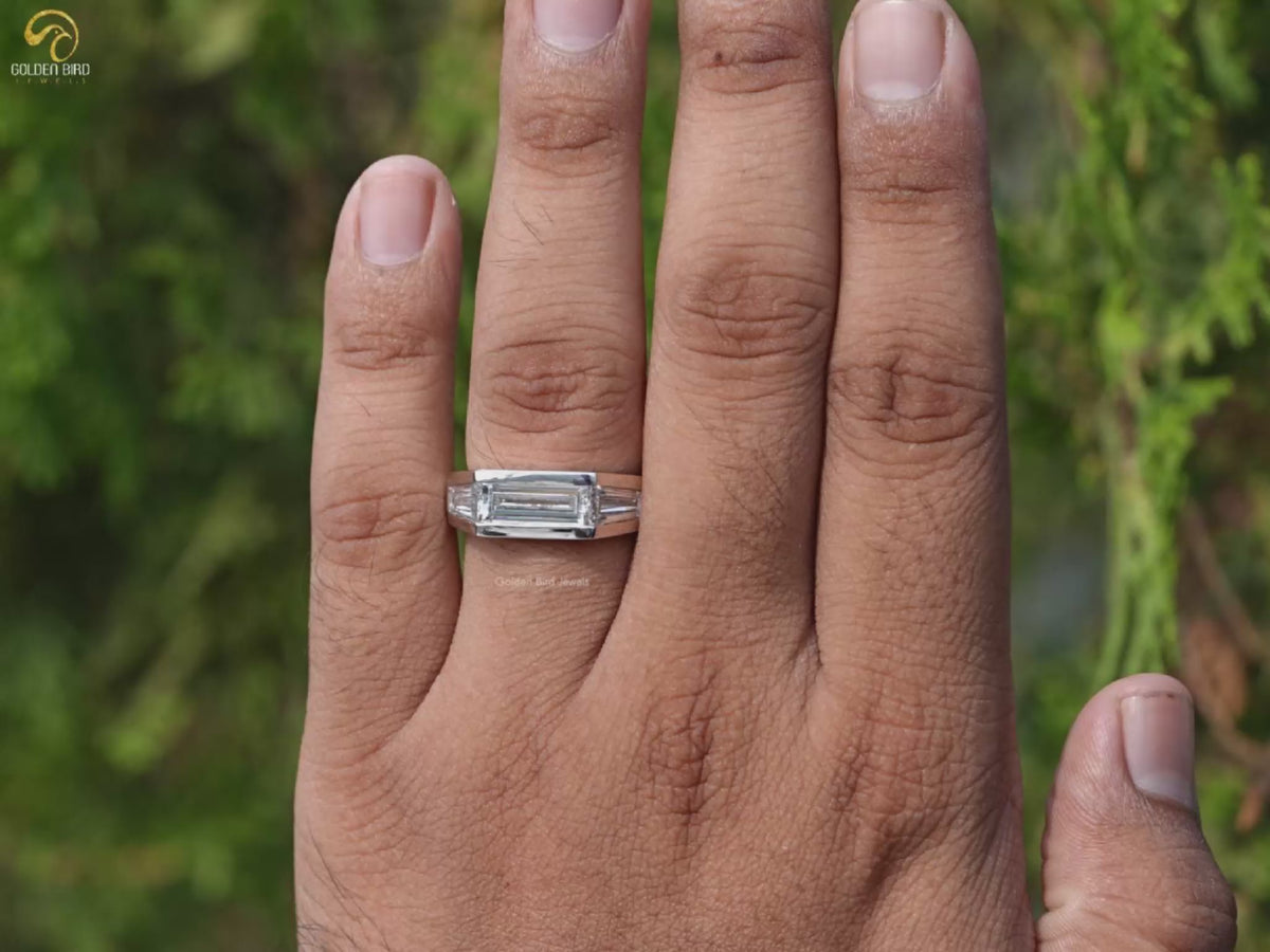 Baguette Cut Lab Grown Diamond Men's Ring