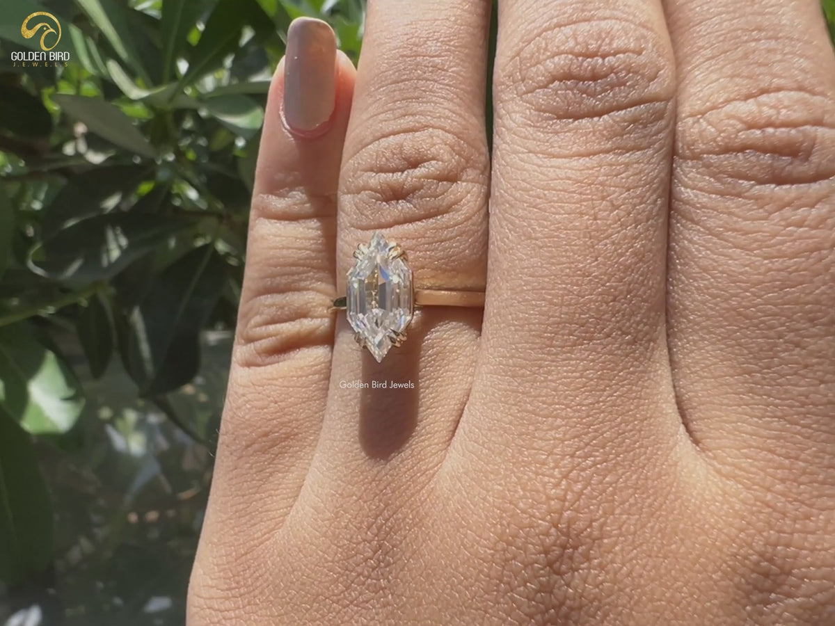 Step Cut Dutch Marquise Moissanite Ring
