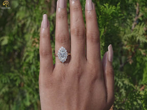 Marquise Cut Lab Diamond Halo Engagement Ring