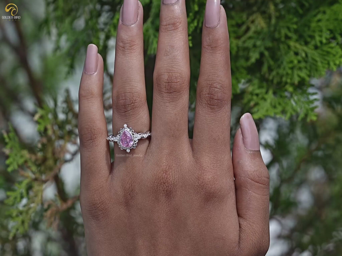 Tourmaline Pink Pear Cut Gemstone Ring