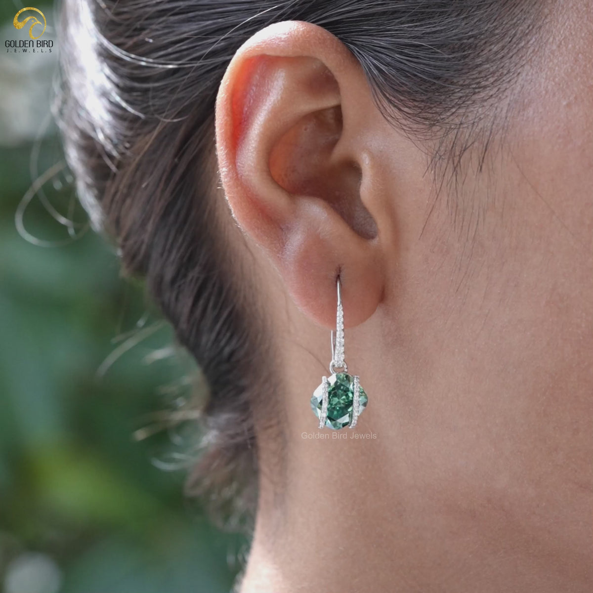 Cushion And Round Moissanite Dangle Drop Earrings