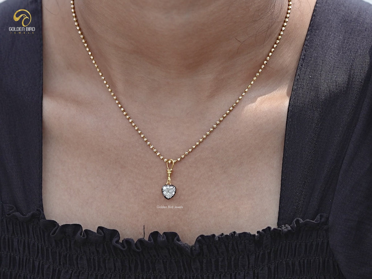 Old Mine Heart Shaped Moissanite Solitaire Pendant