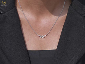 Marquise And Round Lab Diamond Leaf Style Pendant
