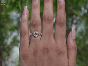 Peridot Green Oval Cut Gemstone Accent Ring