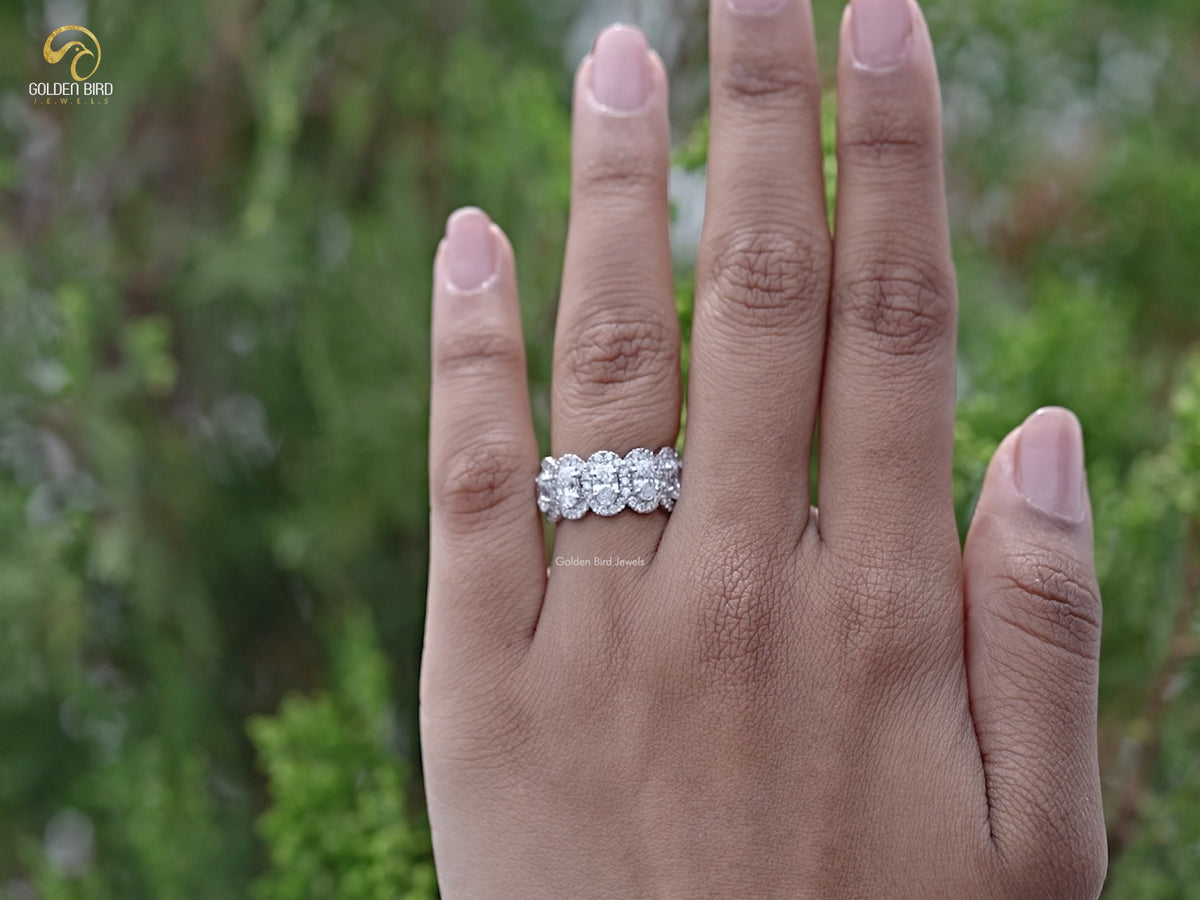 Oval Cut Lab Diamond Seven Stone Halo Band