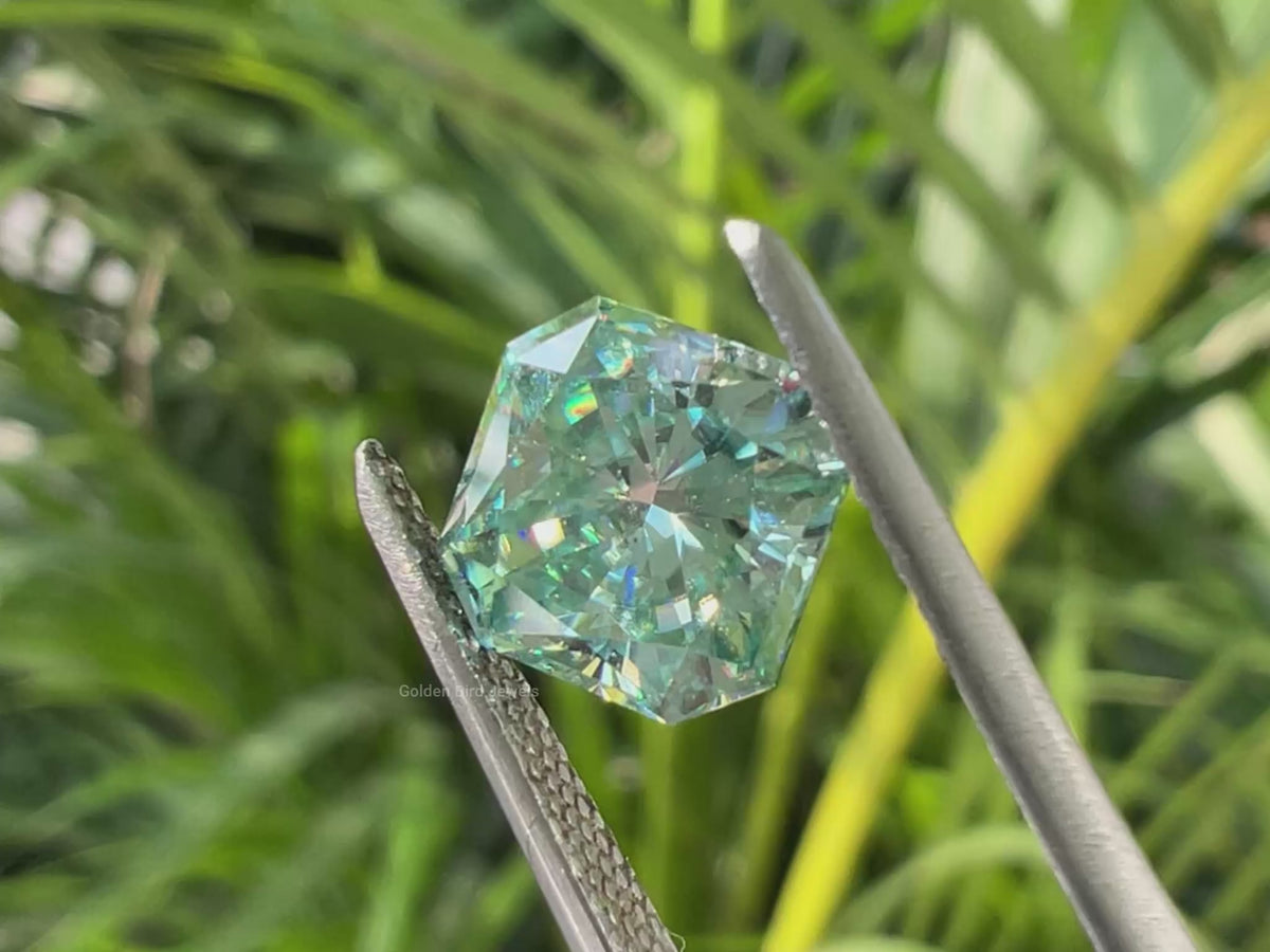 Green Square Radiant Cut Loose Moissanite
