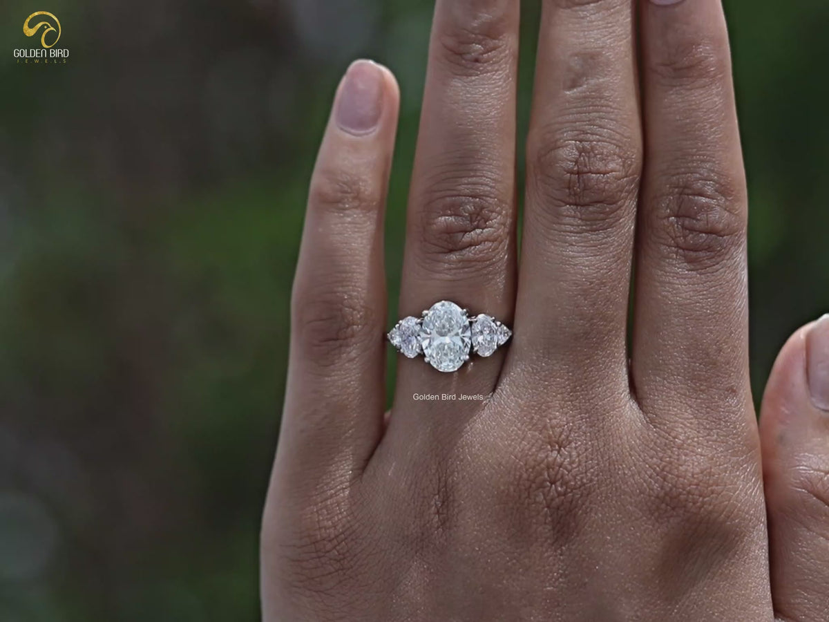 Oval And Trillion Lab Diamond Five Stone Ring
