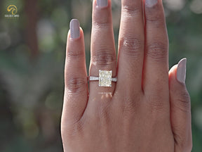 Radiant Cut Moissanite Accent Stone Ring