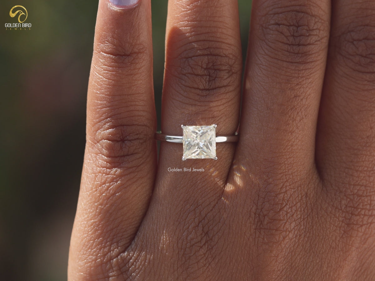 Princess Cut Solitaire Moissanite Engagement Ring