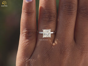 Princess Cut Solitaire Moissanite Engagement Ring