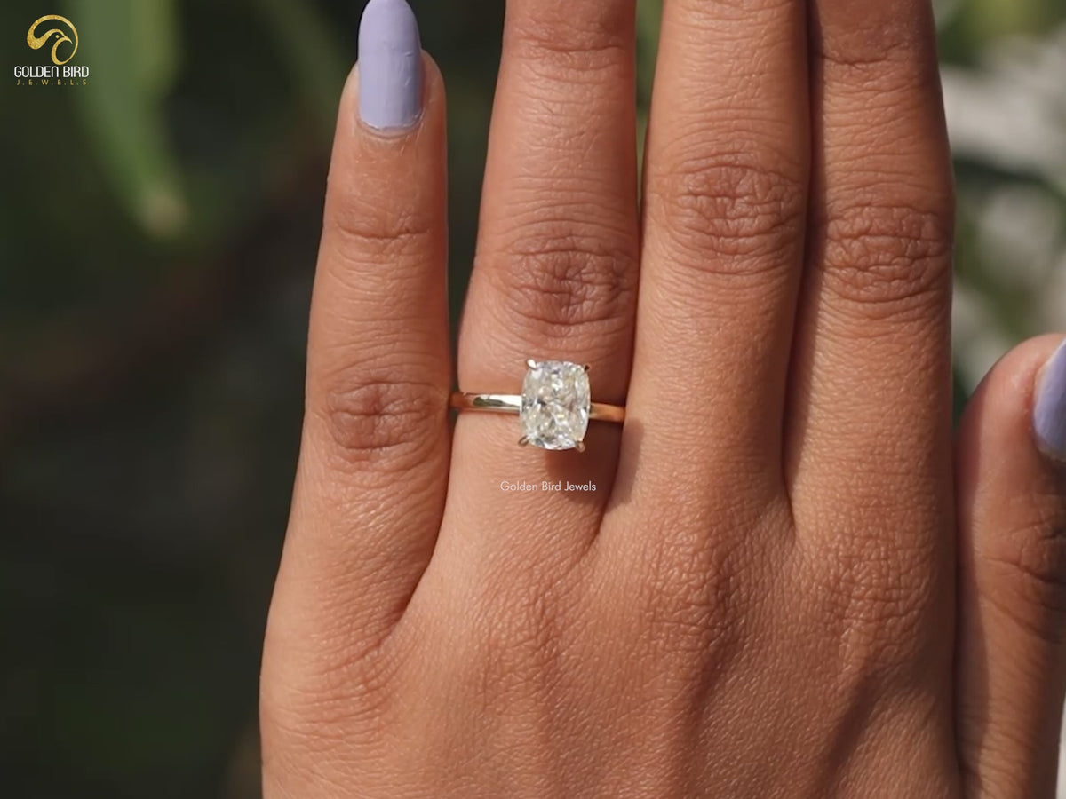 Elongated Cushion Cut Moissanite Engagement Ring