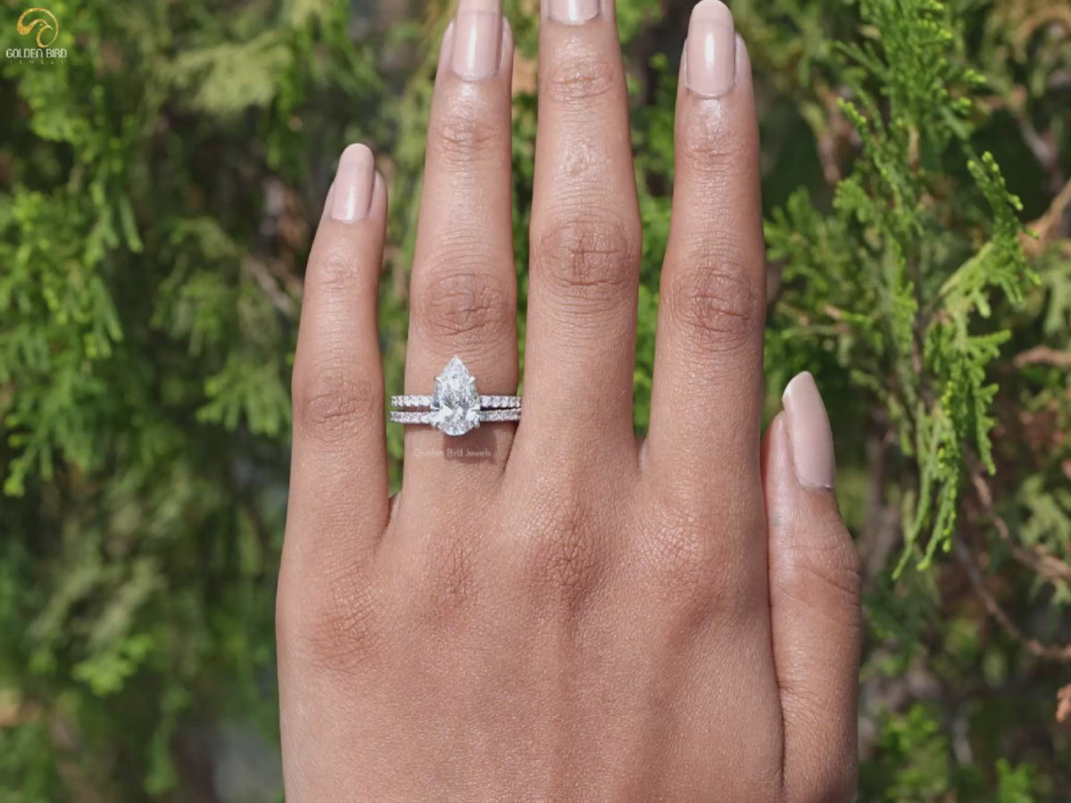 Pear Shaped Lab Grown Diamond Wedding Ring