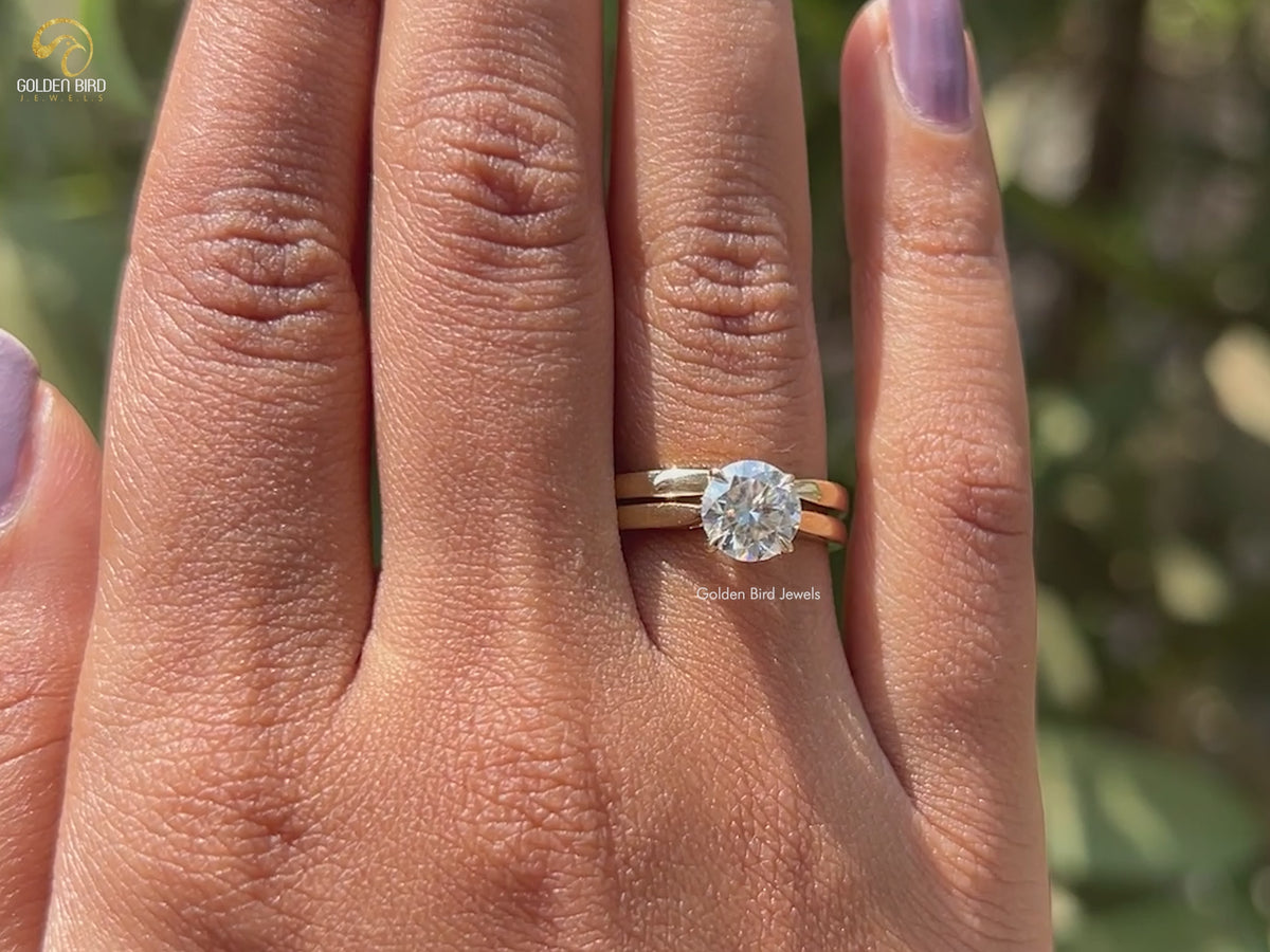Round Cut Moissanite Bridal Wedding Ring Set