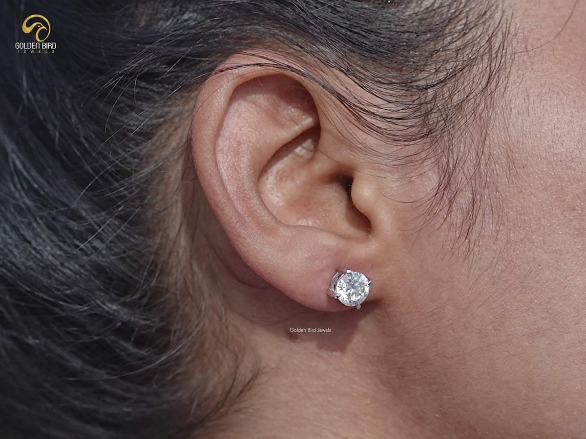Round Cut Moissanite Stud Earrings