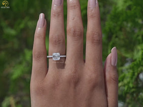 Square Emerald Diamond Engagement Ring