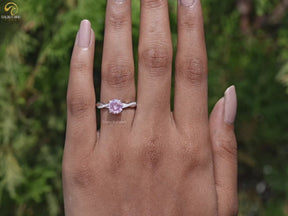 Pink Tourmaline Round Gemstone Accent Ring