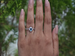 Emerald London Blue Topaz Gemstone Halo Ring