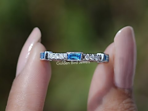Blue Baguette Gemstone Eternity Band