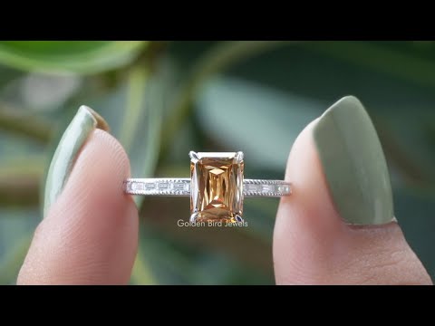 [YouTube Video Of Champagne Criss Cut Moissanite Wedding Ring]-[Golden Bird Jewels]