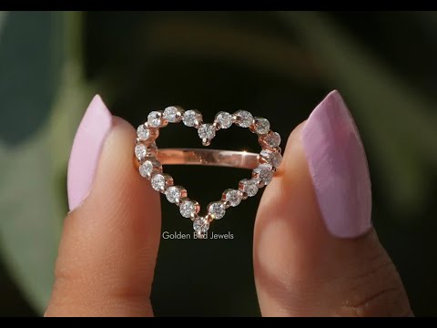[YouTube Video Of Round Cut Moissanite Heart Shaped Engagement Ring]-[Golden Bird Jewels]