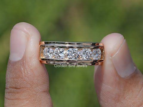 Round Cut Lab Diamond Channel Set Men's Ring