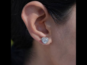 Youtube video of Brilliant Cut Heart Shaped Diamond Halo Stud Earrings