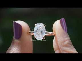 [YouTube Video Of Crushed Ice Oval Cut Moissanite Solitaire Ring]-[Golden Bird Jewels]