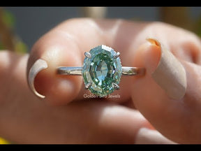 YouTube Video Of Blue Step Cut Oval Moissanite Engagement Ring