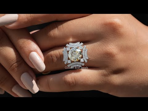 [YouTube Video Of Old European Round Cut Art Deco Moissanite Ring]-[Golden Bird Jewels]