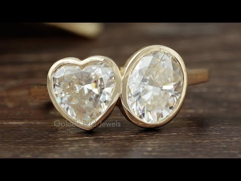 [YouTube Video Of Oval And Heart Cut Moissanite Wedding Ring]-[Golden Bird Jewels]