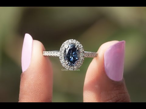 YouTube Video Of Sapphire Blue Oval Cut Halo Engagement Ring