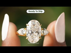 [YouTube Video Of Oval And Pear Cut Moissanite Three Stone Ring]-[Golden Bird Jewels]