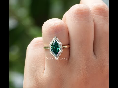 [YouTube Video Of Dutch Marquise Moissanite Halo Engagement Ring]-[Golden Bird Jewels]