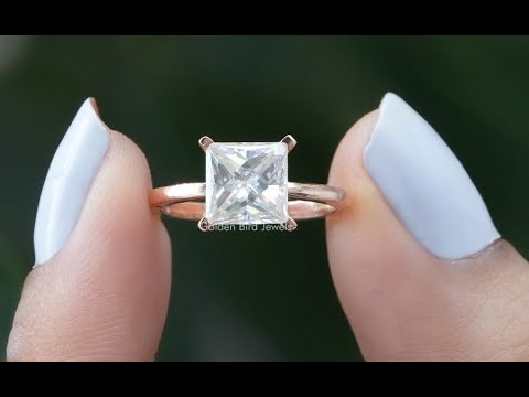[YouTube Video Of Princess Cut MoissaniteSolitaire Engagement Ring]-[Golden Bird Jewels]