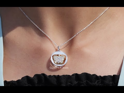 [YouTube Video Of Butterfly Cut Moissanite Bezel Set Pendant]-[Golden Bird Jewels]