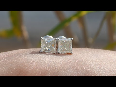 [YouTube Video Of  Princess Cut Moissanite Stud Earrings]