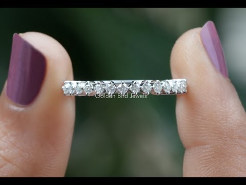 Colorless Round Cut Moissanite Half Eternity Bridal Band