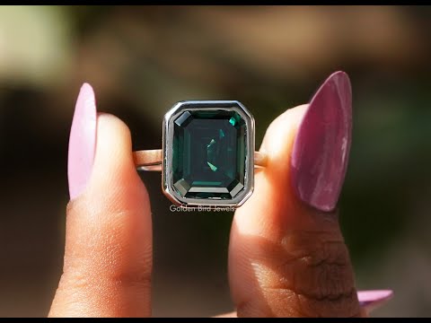 YouTube Video Of Emerald Cut Solitaire Moissanite Engagement Ring