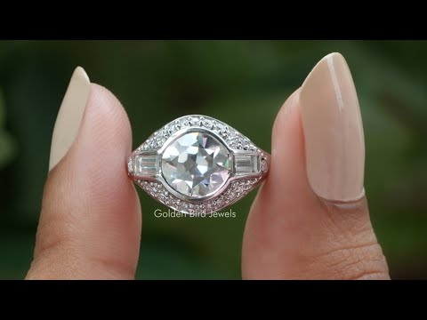 [YouTube Video Of Moissanite Old European Round Cut Halo Ring]-[Golden Bird Jewels]